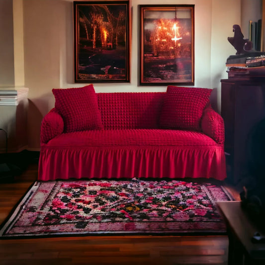 Textured Sofa Cover (Red)
