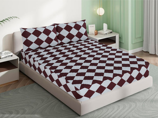 Mat Printed 100% Quilted Waterproof Mattress Protector for Double Bed with Pillow