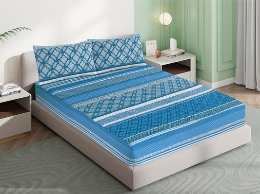 Mat Printed 100% Quilted Waterproof Mattress Protector for Double Bed with Pillow