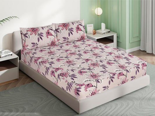 Mat Printed 100% Quilted Waterproof Mattress Protector for Double Bed with Pillow