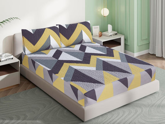 Mat Printed 100% Quilted Waterproof Mattress Protector for Double Bed with Pillow