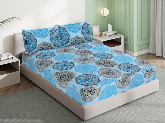 Mat Printed 100% Quilted Waterproof Mattress Protector for Double Bed with Pillow