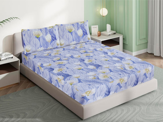 Mat Printed 100% Quilted Waterproof Mattress Protector for Double Bed with Pillow