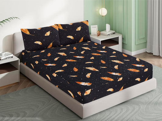 Mat Printed 100% Quilted Waterproof Mattress Protector for Double Bed with Pillow