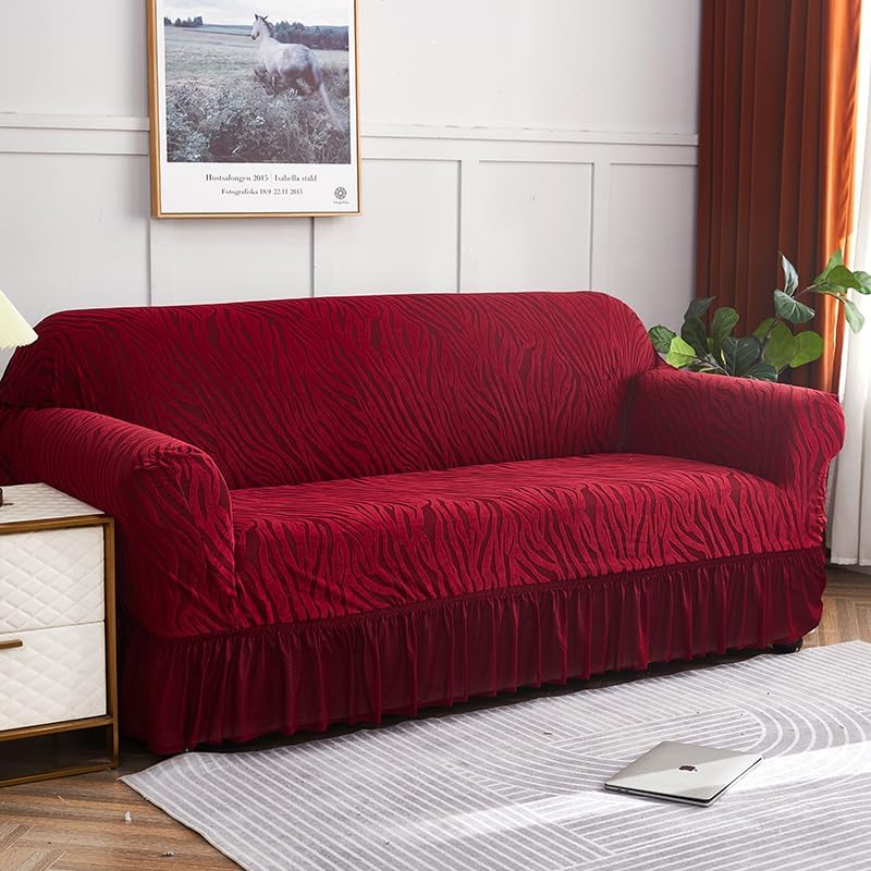 Zebra Pattern Sofa Cover (Red)