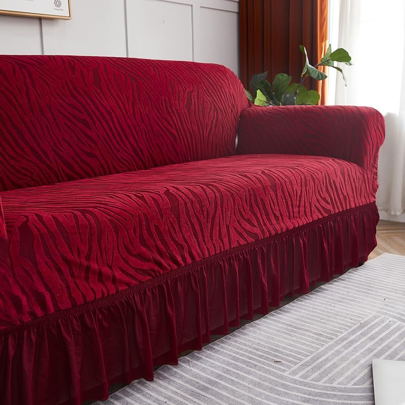 Zebra Pattern Sofa Cover (Red)
