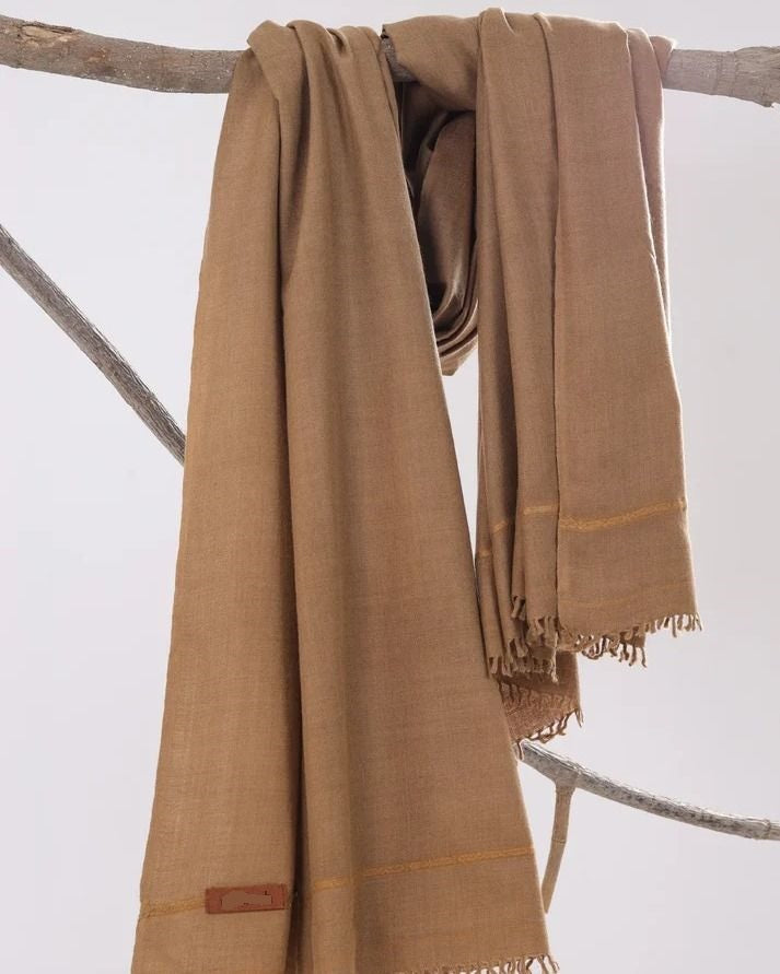 Premium Pashmina Wool Shawl (Light Brown)